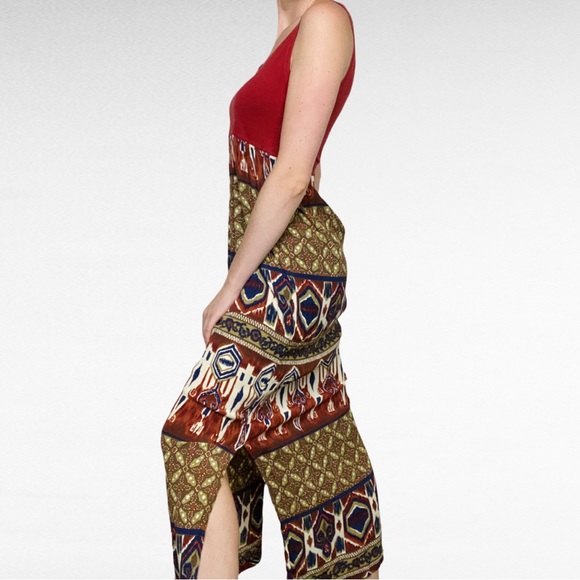 Vintage Dresses & Skirts - VINTAGE | 1980’s Tribal Multicolored African Dress With High Slits